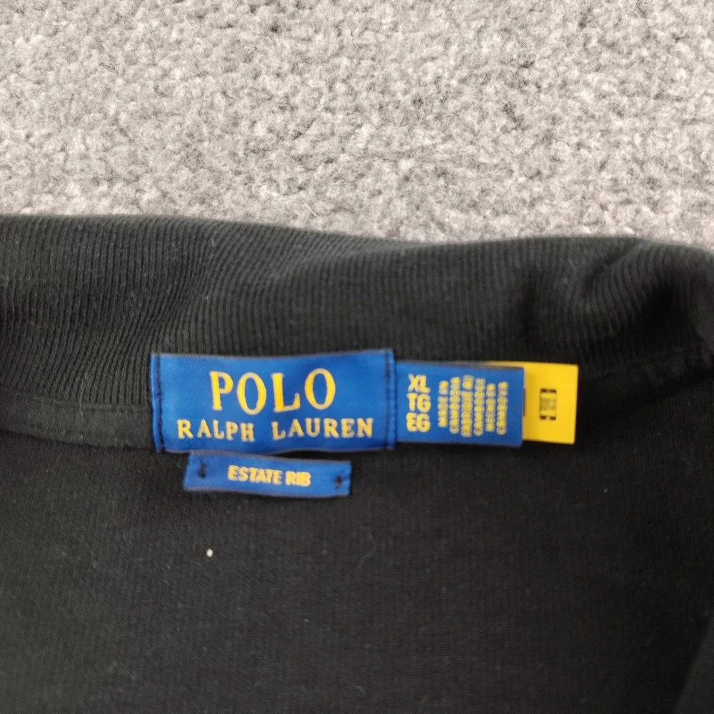 Polo Ralph Lauren Pullover Mens XL Estate Rib Black Quarter Zip Preppy EUC